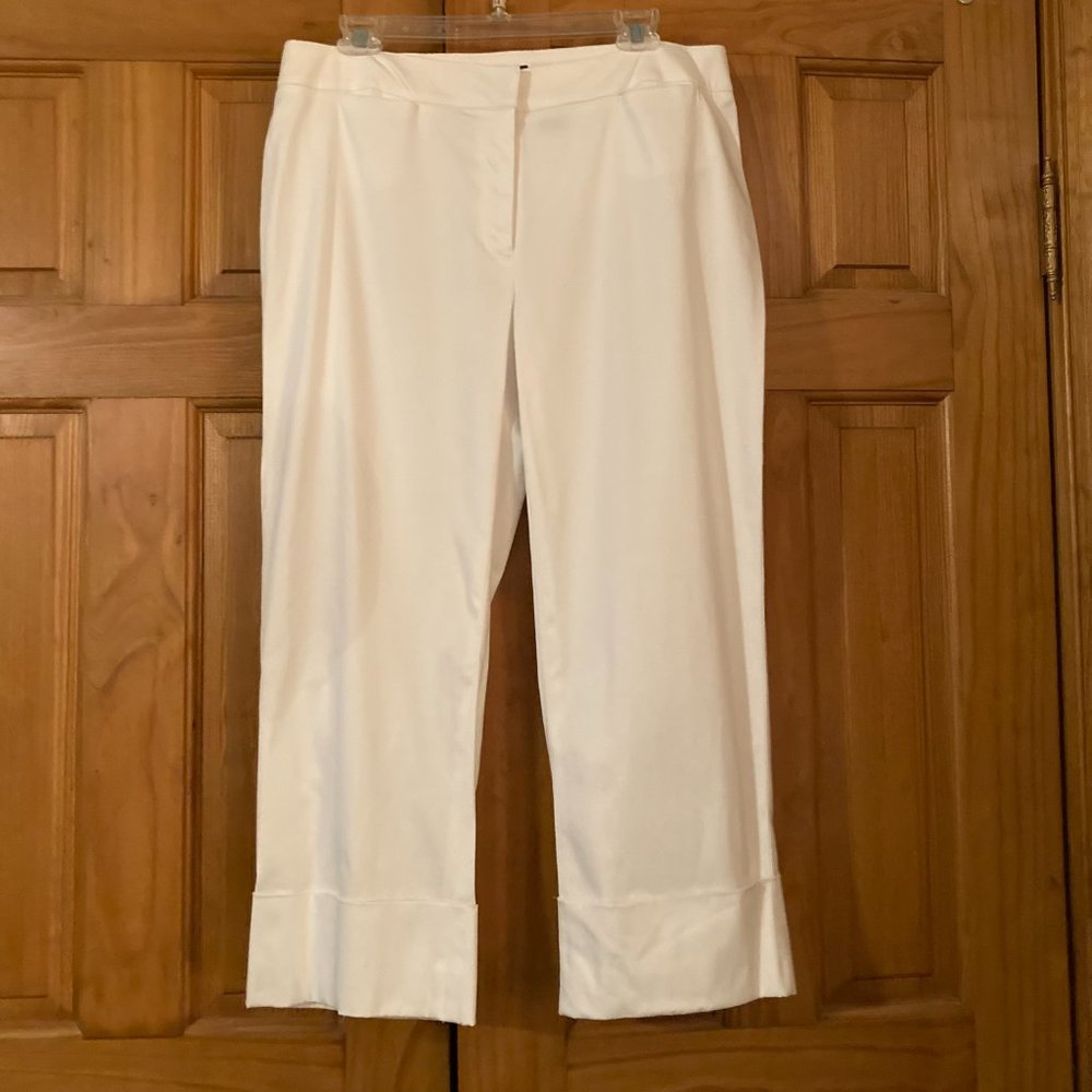 NWT Apostrophe Stretch Vintage 80s 90s Cropped Pants White Size 14 (#1)